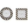 MACKENZIE-CHILDS Set of 2 Silver-Plated Photo Frames, Cute Family Picture Frames, Black-and-White Courtly Check