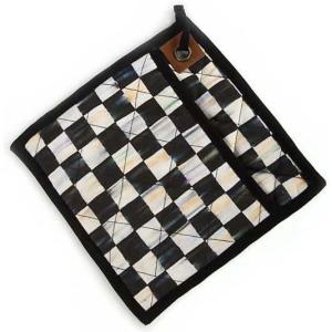 MACKENZIE-CHILDS Bistro Pot Holder, Decorative Hot Pad for Kitchen, Cute Kitchen Accessory, Black-and-White Courtly Check(Courtly Check)