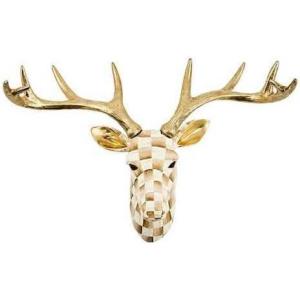 MACKENZIE-CHILDS Courtly Check Small Animal Wall Decor, Checkered Wall Art, Moose(Rustic)
