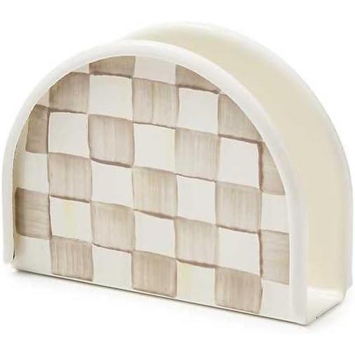 image:imageMACKENZIECHILDS Enamel Napkin Holder Kitchen Napkin Holder for Table and Countertop BrownandWhite Mocha CheckMocha Check