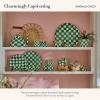 MACKENZIE-CHILDS Enamel Napkin Holder, Kitchen Napkin Holder for Table and Countertop, Brown-and-White Mocha Check(Emerald Check)