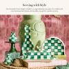 MACKENZIE-CHILDS Enamel Napkin Holder, Kitchen Napkin Holder for Table and Countertop, Brown-and-White Mocha Check(Emerald Check)