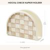 MACKENZIE-CHILDS Enamel Napkin Holder, Kitchen Napkin Holder for Table and Countertop, Brown-and-White Mocha Check(Mocha Check)