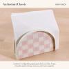 MACKENZIE-CHILDS Enamel Napkin Holder, Kitchen Napkin Holder for Table and Countertop, Brown-and-White Mocha Check(Rosy Check)