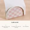 MACKENZIE-CHILDS Enamel Napkin Holder, Kitchen Napkin Holder for Table and Countertop, Brown-and-White Mocha Check(Rosy Check)