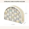 MACKENZIE-CHILDS Enamel Napkin Holder, Kitchen Napkin Holder for Table and Countertop, Brown-and-White Mocha Check(Sterling Check)