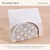 MACKENZIE-CHILDS Enamel Napkin Holder, Kitchen Napkin Holder for Table and Countertop, Brown-and-White Mocha Check(Sterling Check)
