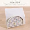 MACKENZIE-CHILDS Enamel Napkin Holder, Kitchen Napkin Holder for Table and Countertop, Brown-and-White Mocha Check(Sterling Check)