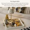 MACKENZIE-CHILDS Resin Serving Tray with Handles, Decorative Food Tray for Entertaining, Brown-and-White Mocha Tartan(Mocha Tartan)