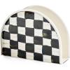 MACKENZIE-CHILDS Enamel Napkin Holder, Kitchen Napkin Holder for Table and Countertop, Brown-and-White Mocha Check(Courtly Check)