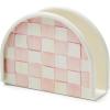 MACKENZIE-CHILDS Enamel Napkin Holder, Kitchen Napkin Holder for Table and Countertop, Brown-and-White Mocha Check(Rosy Check)