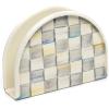MACKENZIE-CHILDS Enamel Napkin Holder, Kitchen Napkin Holder for Table and Countertop, Brown-and-White Mocha Check(Sterling Check)