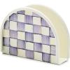 MACKENZIE-CHILDS Enamel Napkin Holder, Kitchen Napkin Holder for Table and Countertop, Brown-and-White Mocha Check(Violet Check)