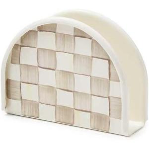 MACKENZIE-CHILDS Enamel Napkin Holder, Kitchen Napkin Holder for Table and Countertop, Brown-and-White Mocha Check(Mocha Check)