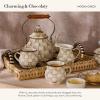 MACKENZIE-CHILDS Enamel Lidded Sugar Bowl, Small Serving Bowl with Lid, 10-Ounce Capacity, Brown-and-White Mocha Check(Mocha Check)