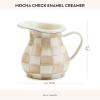 MACKENZIE-CHILDS Enamel Creamer, Creamer Dispenser with Pour Spout, Kitchen Enamelware, 14-Ounce Capacity, Brown-and-White Mocha Check(Mocha Check)