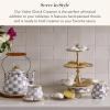 MACKENZIE-CHILDS Enamel Creamer, Creamer Dispenser with Pour Spout, Kitchen Enamelware, 14-Ounce Capacity, Brown-and-White Mocha Check(Violet Check)
