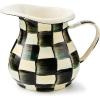 MACKENZIE-CHILDS Enamel Creamer, Creamer Dispenser with Pour Spout, Kitchen Enamelware, 14-Ounce Capacity, Brown-and-White Mocha Check(Courtly Check)