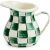MACKENZIE-CHILDS Enamel Creamer, Creamer Dispenser with Pour Spout, Kitchen Enamelware, 14-Ounce Capacity, Brown-and-White Mocha Check(Emerald Check)