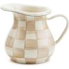 MACKENZIE-CHILDS Enamel Creamer, Creamer Dispenser with Pour Spout, Kitchen Enamelware, 14-Ounce Capacity, Brown-and-White Mocha Check(Mocha Check)