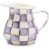 MACKENZIE-CHILDS Enamel Creamer, Creamer Dispenser with Pour Spout, Kitchen Enamelware, 14-Ounce Capacity, Brown-and-White Mocha Check(Violet Check)