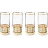 MACKENZIE-CHILDS Set of 4 Highball Glasses, Tall Drinking Glasses, 14 Ounces, Brown-and-White Tartan Mocha