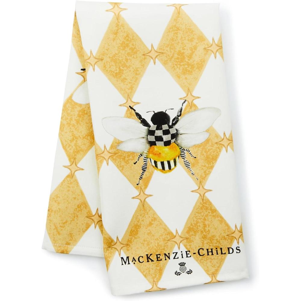 image:imageMACKENZIECHILDS Printed Cotton Dish Towel Decorative Kitchen Towel Rabbit with BonnetHoneycomb With Bees