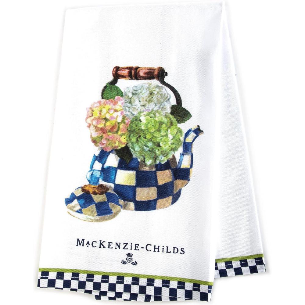 image:imageMACKENZIECHILDS Printed Cotton Dish Towel Decorative Kitchen Towel Rabbit with BonnetHydrangea Tea Kettle