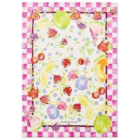 image:imageMACKENZIECHILDS Printed Cotton Dish Towel Decorative Kitchen Towel Rabbit with BonnetWatercolor Fruit