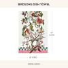 MACKENZIE-CHILDS Printed Cotton Dish Towel, Decorative Kitchen Towel, Rabbit with Bonnet(Birdsong)
