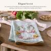 MACKENZIE-CHILDS Printed Cotton Dish Towel, Decorative Kitchen Towel, Rabbit with Bonnet(Floral Bunny)