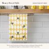 MACKENZIE-CHILDS Printed Cotton Dish Towel, Decorative Kitchen Towel, Rabbit with Bonnet(Honeycomb With Bees)