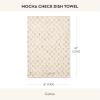 MACKENZIE-CHILDS Printed Cotton Dish Towel, Decorative Kitchen Towel, Rabbit with Bonnet(Mocha Check)