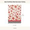 MACKENZIE-CHILDS Printed Cotton Dish Towel, Decorative Kitchen Towel, Rabbit with Bonnet(Red Poppies)
