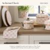 MACKENZIE-CHILDS Printed Cotton Dish Towel, Decorative Kitchen Towel, Rabbit with Bonnet(Rosy Check)