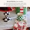 MACKENZIE-CHILDS Printed Cotton Dish Towel, Decorative Kitchen Towel, Rabbit with Bonnet(Santa With Tree Lights)