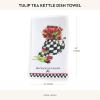 MACKENZIE-CHILDS Printed Cotton Dish Towel, Decorative Kitchen Towel, Rabbit with Bonnet(Tulip Tea Kettle)