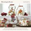 MACKENZIE-CHILDS Printed Cotton Dish Towel, Decorative Kitchen Towel, Rabbit with Bonnet(Tulip Tea Kettle)