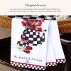MACKENZIE-CHILDS Printed Cotton Dish Towel, Decorative Kitchen Towel, Rabbit with Bonnet(Tulip Tea Kettle)