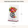 MACKENZIE-CHILDS Printed Cotton Dish Towel, Decorative Kitchen Towel, Rabbit with Bonnet(Vegetable Bouquet)