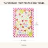 MACKENZIE-CHILDS Printed Cotton Dish Towel, Decorative Kitchen Towel, Rabbit with Bonnet(Watercolor Fruit)