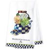 MACKENZIE-CHILDS Printed Cotton Dish Towel, Decorative Kitchen Towel, Rabbit with Bonnet(Hydrangea Tea Kettle)