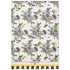 MACKENZIE-CHILDS Printed Cotton Dish Towel, Decorative Kitchen Towel, Rabbit with Bonnet(Butterfly Toile)