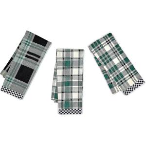 MACKENZIE-CHILDS Printed Cotton Dish Towel, Decorative Kitchen Towel, Rabbit with Bonnet(Evergreen)