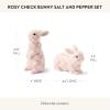 MACKENZIE-CHILDS Set of 2 Ceramic Salt and Pepper Shakers, Kitchen Table Accessories, Pink-and-White Rosy Check Bunny