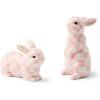 MACKENZIE-CHILDS Set of 2 Ceramic Salt and Pepper Shakers, Kitchen Table Accessories, Pink-and-White Rosy Check Bunny
