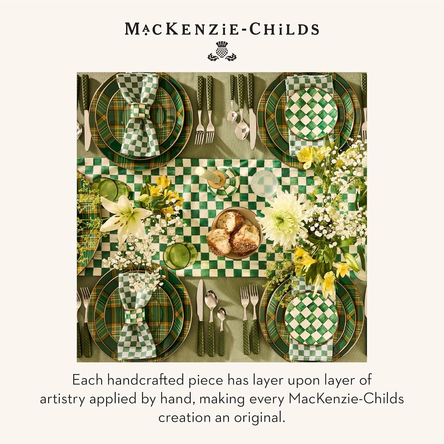image:imageMACKENZIECHILDS Printed Napkin Cloth Dinner Napkin BrownandWhite Mocha CheckDark Green Check