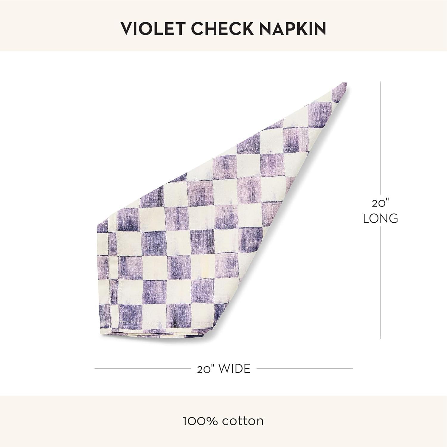 image:imageMACKENZIECHILDS Printed Napkin Cloth Dinner Napkin BrownandWhite Mocha CheckViolet Check