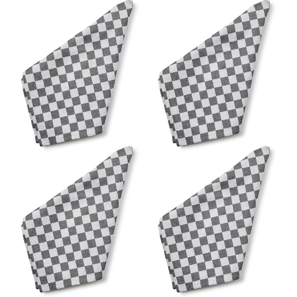 image:imageMACKENZIECHILDS Printed Napkin Cloth Dinner Napkin BrownandWhite Mocha CheckBlack Check