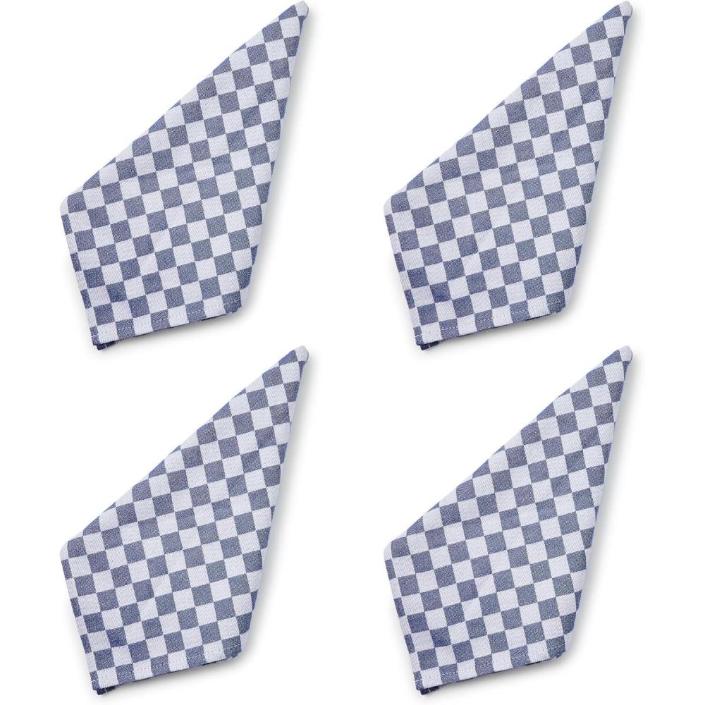 image:imageMACKENZIECHILDS Printed Napkin Cloth Dinner Napkin BrownandWhite Mocha CheckNavy Check